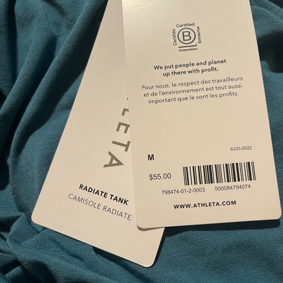 NWT-Athleta Radiate Tank, Teal sz Medium - Picture 4 of 4